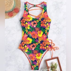 Tropical Escape Lace-Up Swimsuit main image 0